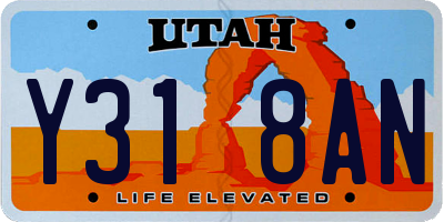 UT license plate Y318AN