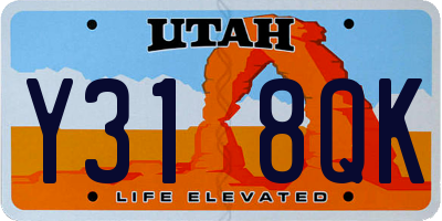 UT license plate Y318QK