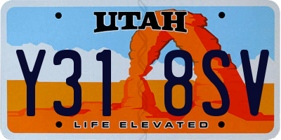 UT license plate Y318SV