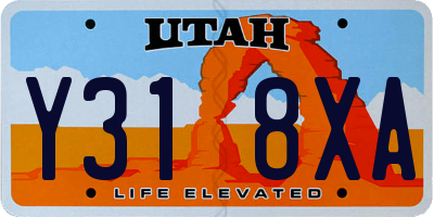UT license plate Y318XA