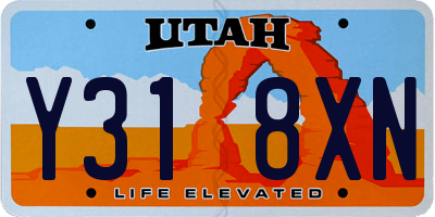 UT license plate Y318XN