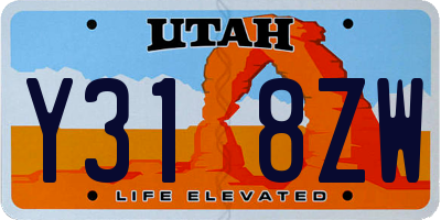 UT license plate Y318ZW