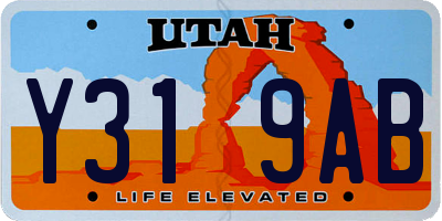UT license plate Y319AB