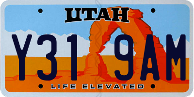 UT license plate Y319AM
