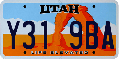 UT license plate Y319BA