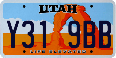 UT license plate Y319BB