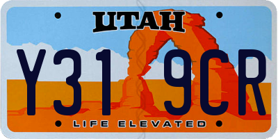 UT license plate Y319CR
