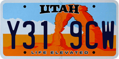 UT license plate Y319CW