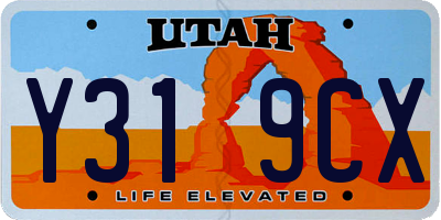 UT license plate Y319CX