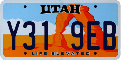 UT license plate Y319EB