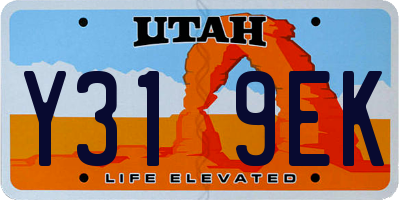 UT license plate Y319EK