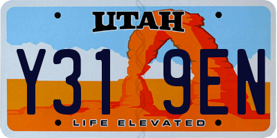 UT license plate Y319EN