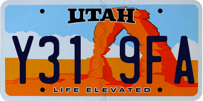 UT license plate Y319FA