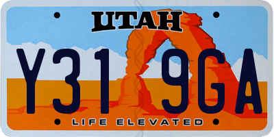 UT license plate Y319GA