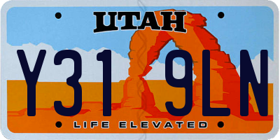 UT license plate Y319LN