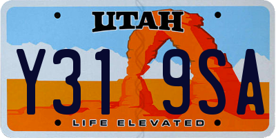 UT license plate Y319SA