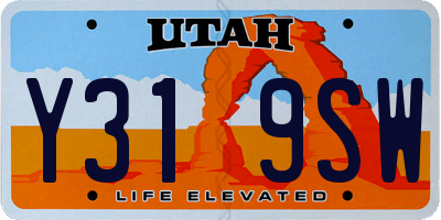 UT license plate Y319SW