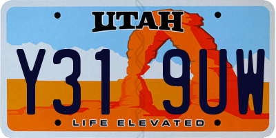 UT license plate Y319UW