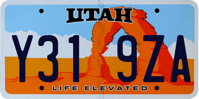 UT license plate Y319ZA