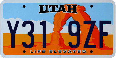 UT license plate Y319ZF