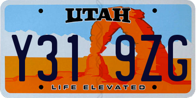 UT license plate Y319ZG
