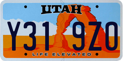 UT license plate Y319ZO