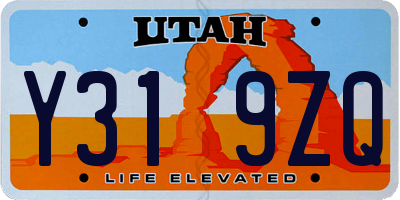 UT license plate Y319ZQ