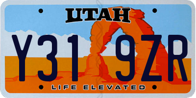 UT license plate Y319ZR