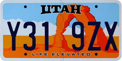 UT license plate Y319ZX