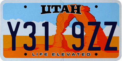 UT license plate Y319ZZ