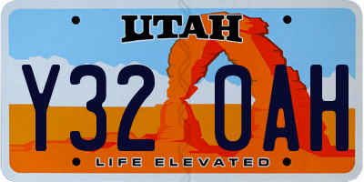 UT license plate Y320AH