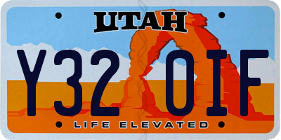 UT license plate Y320IF
