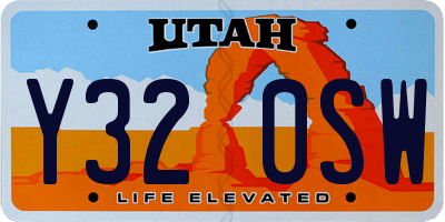 UT license plate Y320SW