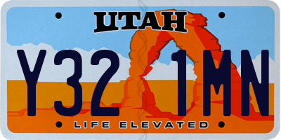 UT license plate Y321MN