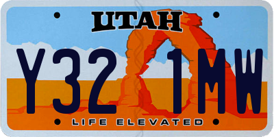 UT license plate Y321MW