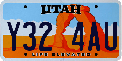 UT license plate Y324AU