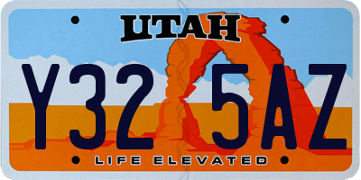 UT license plate Y325AZ