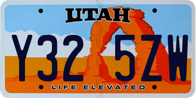 UT license plate Y325ZW