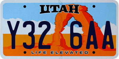 UT license plate Y326AA