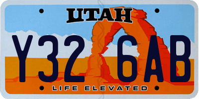 UT license plate Y326AB