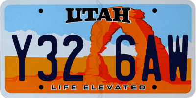 UT license plate Y326AW