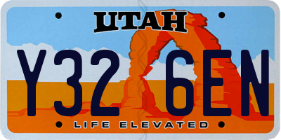 UT license plate Y326EN