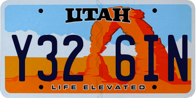 UT license plate Y326IN