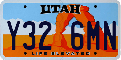 UT license plate Y326MN