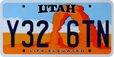 UT license plate Y326TN