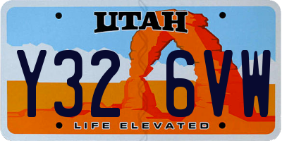 UT license plate Y326VW