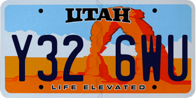 UT license plate Y326WU