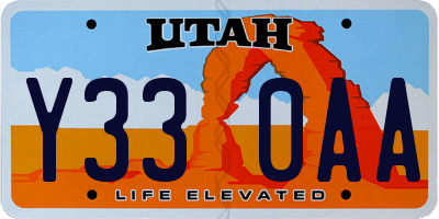 UT license plate Y330AA