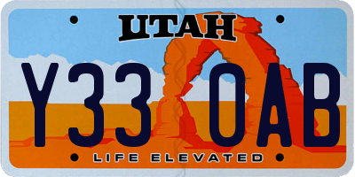UT license plate Y330AB