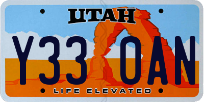UT license plate Y330AN